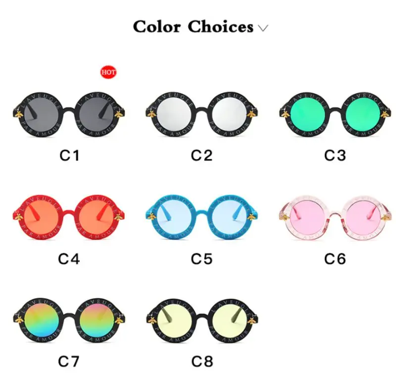 Детские солнцезащитные очки милые круглые маленькие солнцезащитные очки Украшенные пчелами UV400 пластиковые спортивные солнцезащитные очки для маленьких девочек очки для мальчиков