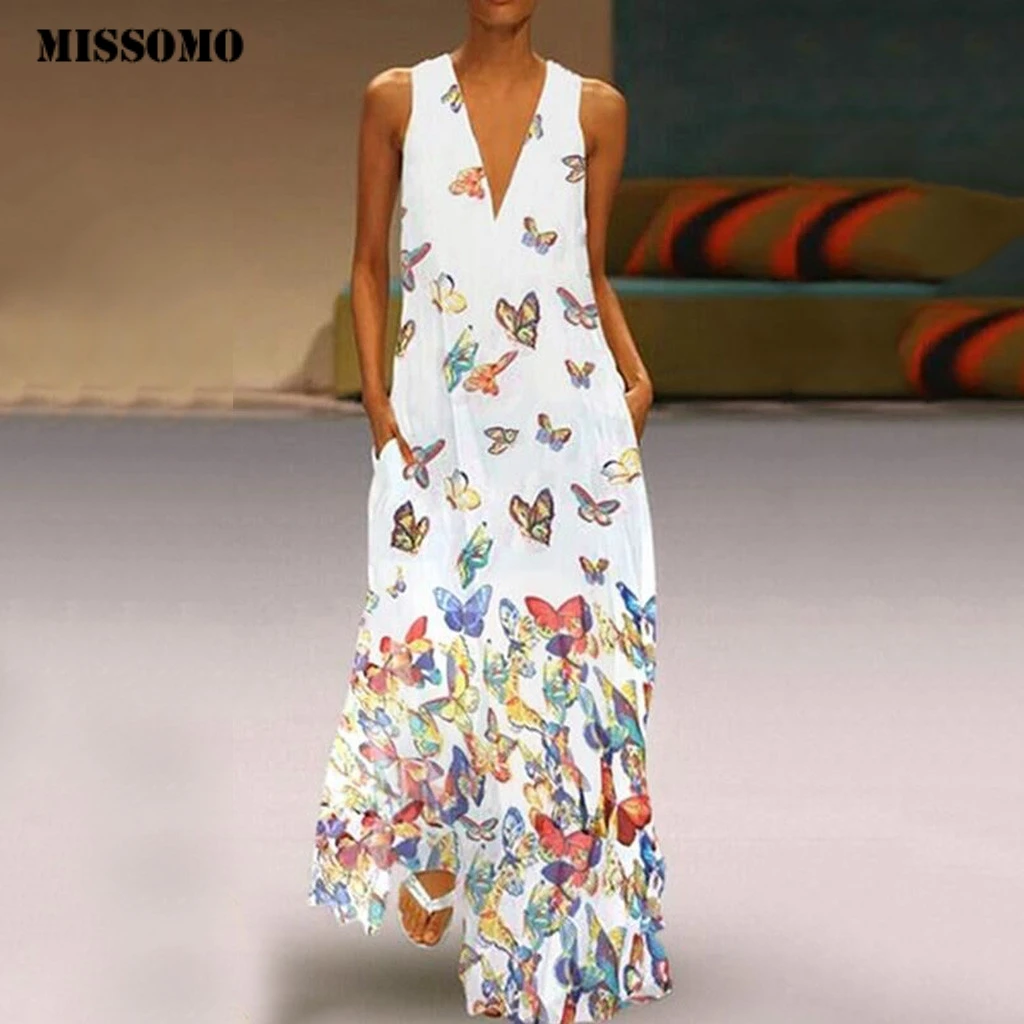 Butterfly print dress womens Clearance