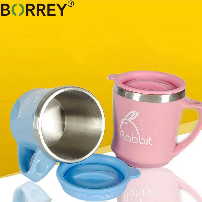 Borrey 350 мл Нержавеющая сталь чашка кружка для кемпинга металлический дорожная кружка с ручка для крышки с двойными стенками молоко чай кофе чашка кружка для офиса