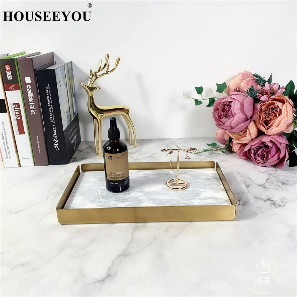 

Nordic Luxury Style Creative Natural Marble Tray Sushi Dish Dessert Plate Jewelry Storage Serving Tray Cosmetic Makeup Organizer