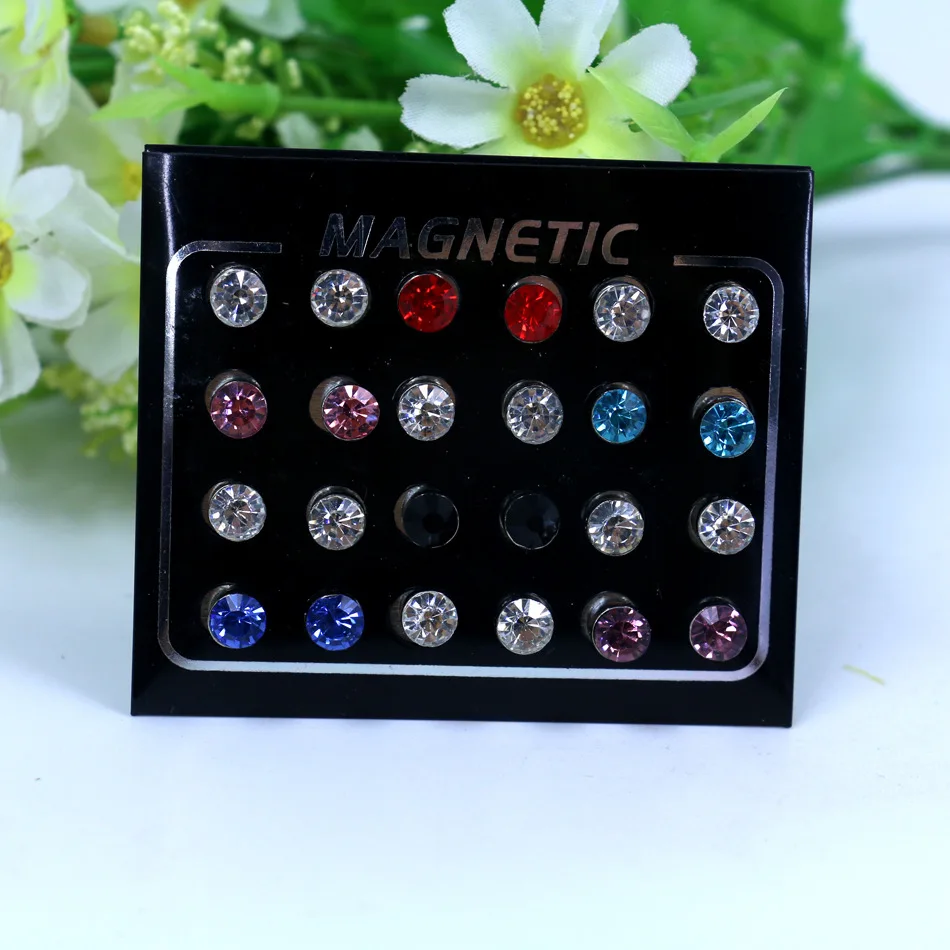 Fashion 6mm shiny No Hole Round Crystal Earrings For