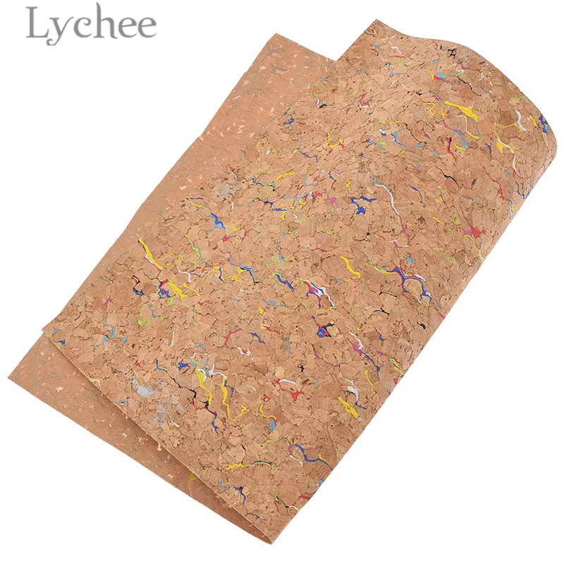 

Lychee 21x29cm A4 Soft Cork PU Fabric Printed Colorful Synthetic Leather DIY Material For Handbag Belts Garments
