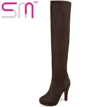 Plus Size 34-43 Comfort Soft Nubuck Over the Knee Boots Lady’s Platform Shoes Woman Long Boots High Heels Fall Winter Boots