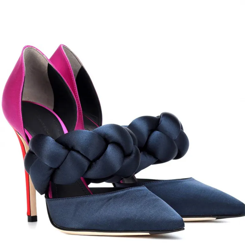 Модная обувь женские свадебные туфли лодочки на высоком каблуке с узлом Zapatos De Mujer