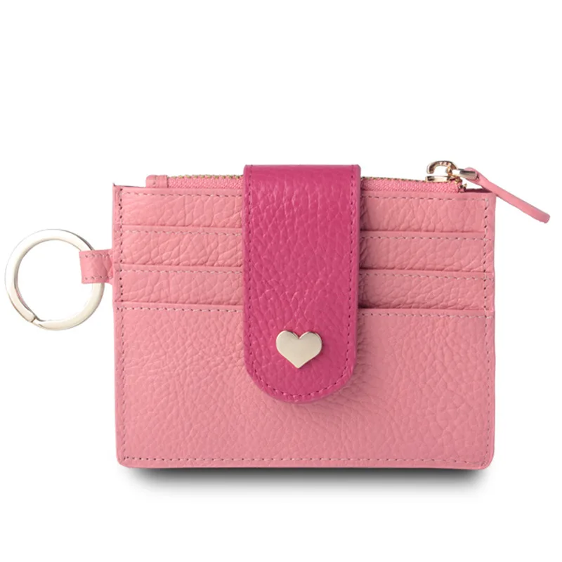 

Women Wallets Slim Real Leather Credit Card Holder Mini Short Coin Zipper Purse Small Card Case