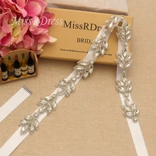 MissRDress стразы свадебный пояс ручной работы бисер пояс невесты серебряный кристалл свадебный пояс для подружки невесты платья JK870