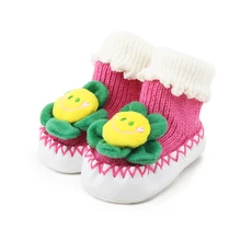 Мультфильм детские носки 3D цветок Вязание детские осенние носки анти-слип для новорожденного для маленьких мальчиков носки для девочек