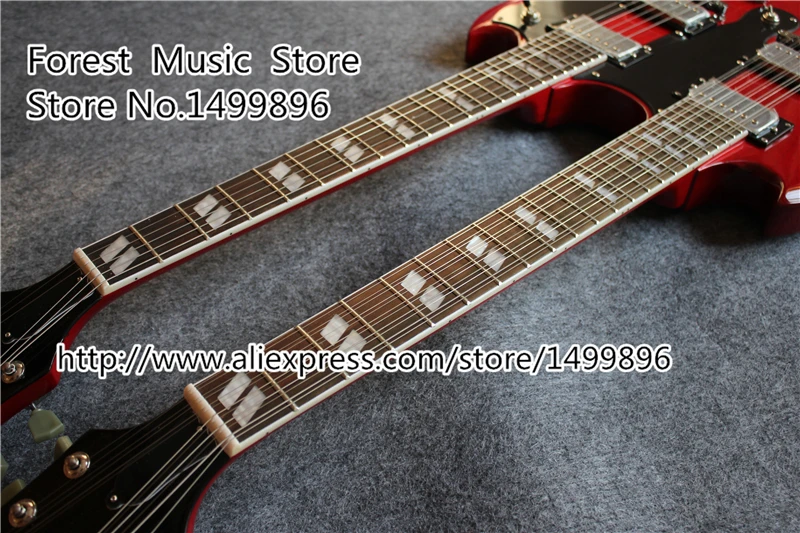 

High Quality Red Double Neck China Guitar 6 String & 12 String SG Electric Guitar For Sale