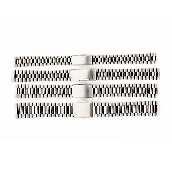 12/14/16/18mm Watchbands Silver Stainless Steel Watch Strap Band Fold Clasp Push Button Wrist Replacement Mens Relojes Hombre