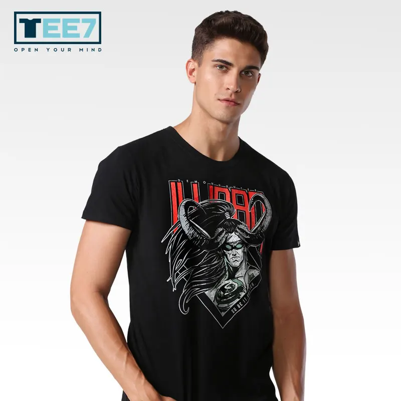 

TEE7 Game WOW 100% Cotton T-shirts Illidan Malfurion Summer suit short Sleeve O-neck t shirt