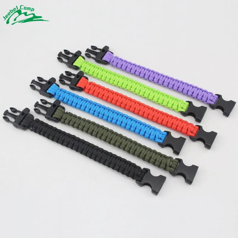 

Jeebel 550 4mm paracord Self-rescue Parachute Cord Bracelets Whistle Buckle Survival Camping Travel Kit Outdoor Rope Emergency