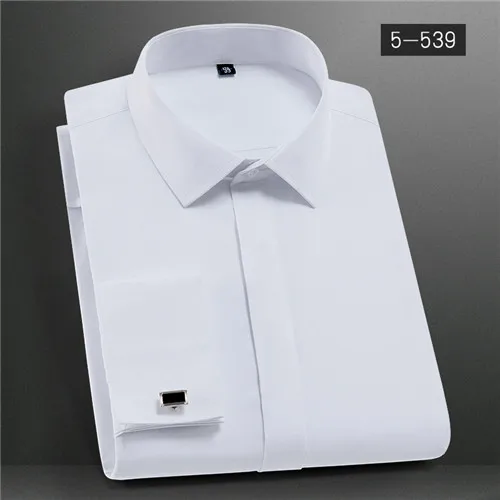DAVYDAISY Новое поступление, мужская рубашка с французскими манжетами, белая рубашка, мужская деловая Однотонная рубашка с длинным рукавом DS280 - Цвет: 5-539 white