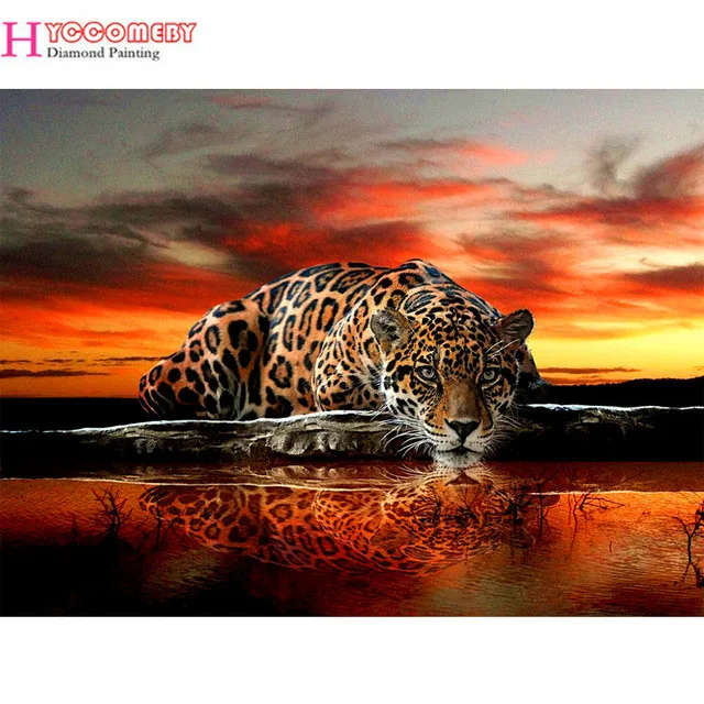 

5d diy diamond leopard pattern Cross Stitch diamond painting square animal embroidery beads patterns picture of rhinestones