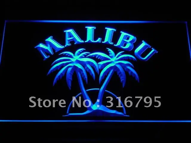 A191 Malibu Rum Bar Pub Новый светодиодный неоновый светильник с выключателем вкл/выкл 20 +
