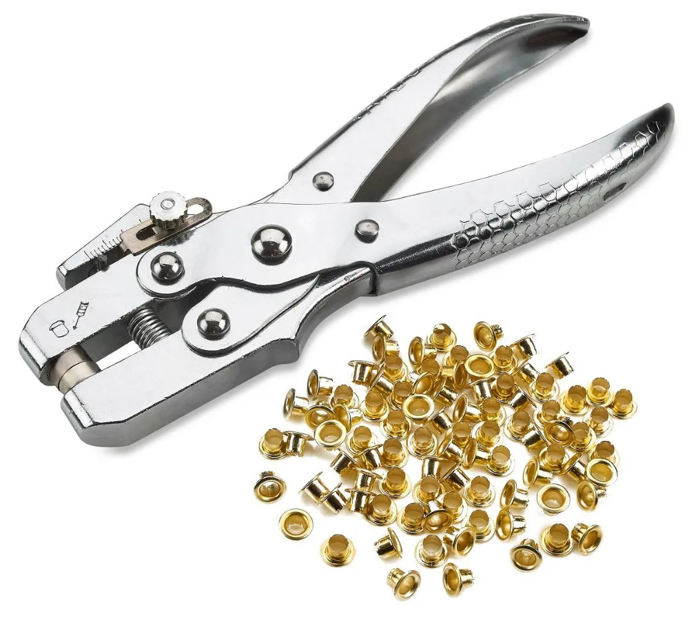 2 in 1 Hole Punch Eyelet Setting Plier Grommet Button Leather Cloth
