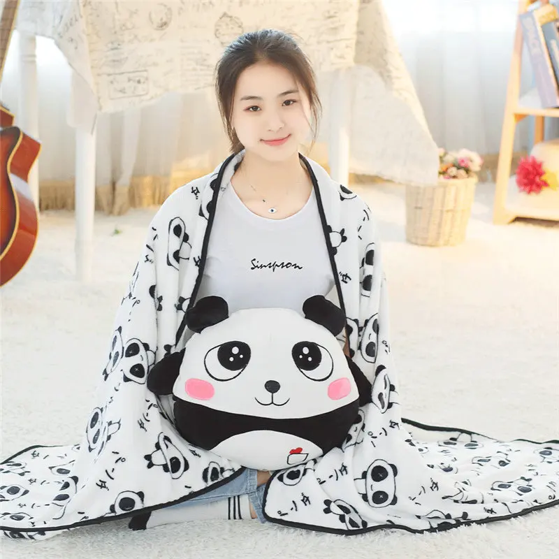 Cute Panda Plush Toy Stuffed Soft Animal Panda Pillow Christmas Gift for Kids Kawaii Valentine blanket Winter Hand warm