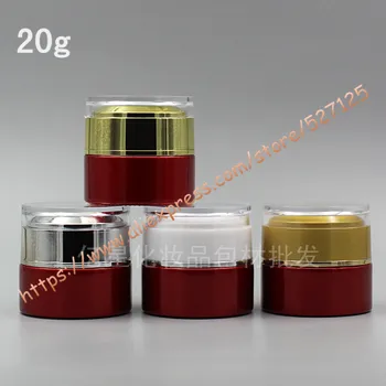 

20g red glass cream jar with many colors acrylic lid,20ml professional cosmetic/eye cream/mini/sample cream container