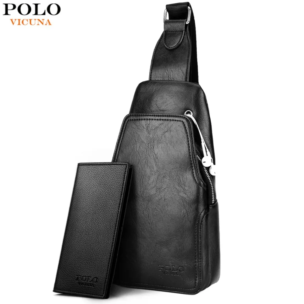 

VICUNA POLO Fashion High Quality PU Leather Men Messenger Bag Practical Crossbody Shoulder Bag For Male Casual Chest Sling Bags