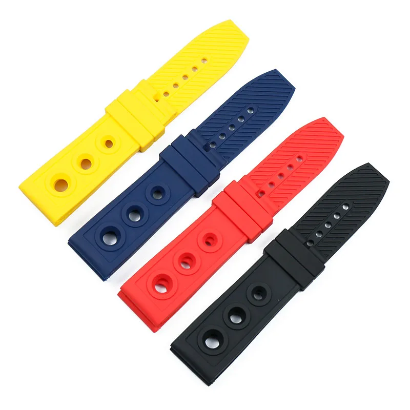 

Silicone strap men's watch accessories 22 mm 24 mm strap for navitimer Avengers Breitling pin buckle waterproof rubber strap