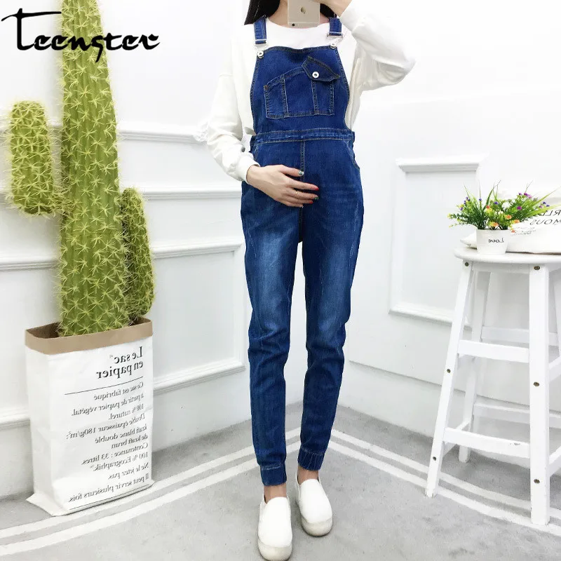 

Teenster Maternity Clothes Jeans for Pregnant Women 2018 Bib Pants Large Size Denim Casual Pregnancy Trousers Premama Leggins