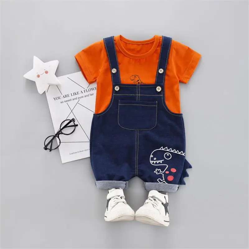 toddler boy clothes set baby boy suspender pant infant suit dinosaur
