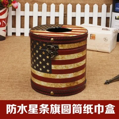 

Free shipping Cylinder tissue box American Flag pattern tissue box the Stars and the Stripes tissue box