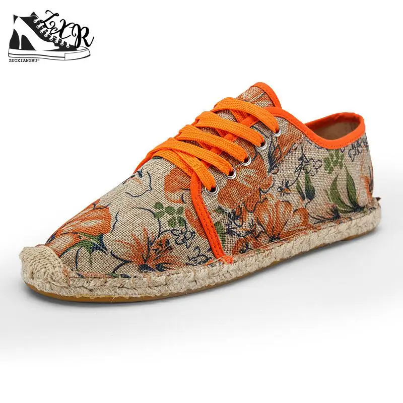 

Zuoxiangru Mens Straw Shoes Summer Lace Up Espadrilles Men Canvas Shoes Men Breathable Men's Loafers Moccasins Zapatillas Hombre