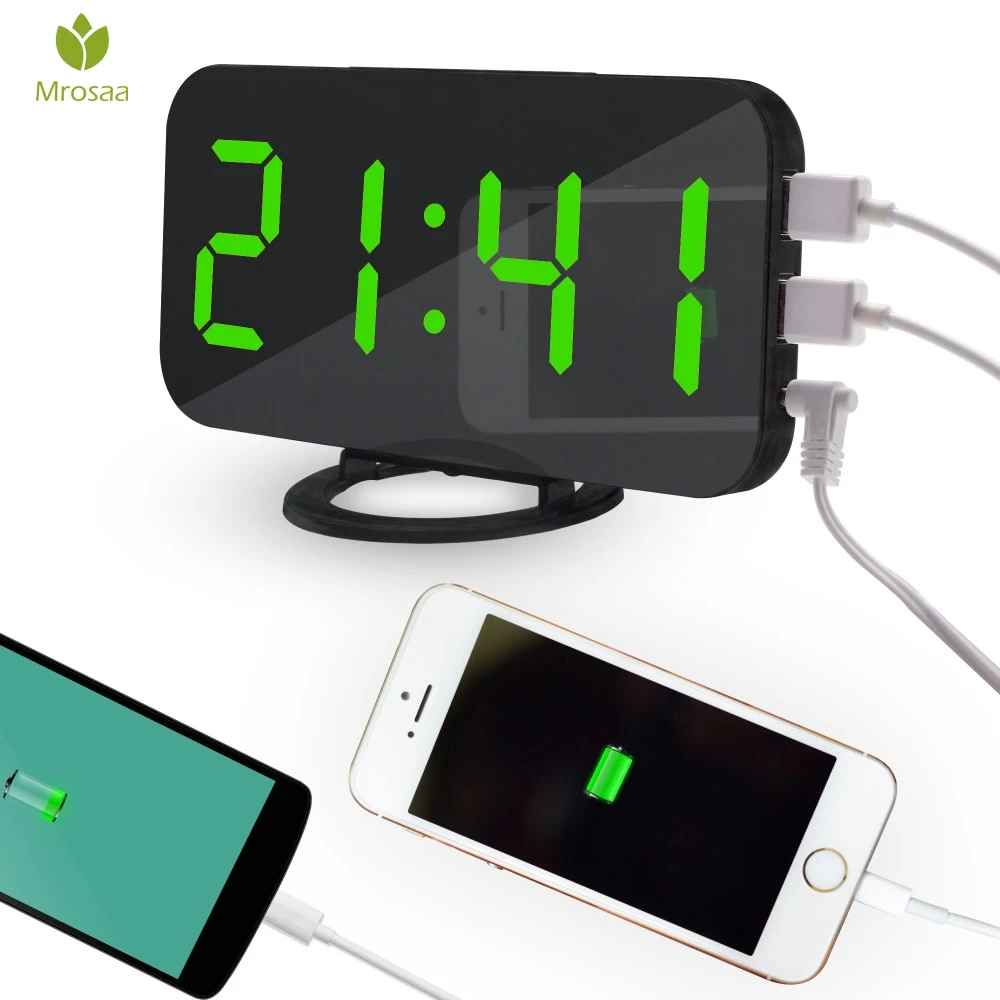 Mrosaa Electronic LED Digital Alarm Clocks Desktop