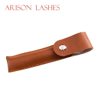 

Arison lashes Tweezer Golden Feather and Dolphin Tweezers for Eyelash Extension Tools in Brown Leather Packing