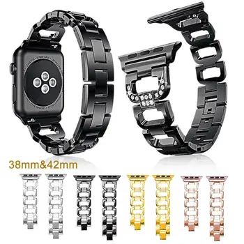 

Strap Large D-Studded Steel Watchband Metal Stainless Steel Watch Strap For Apple Watch Replacement Metal Band
