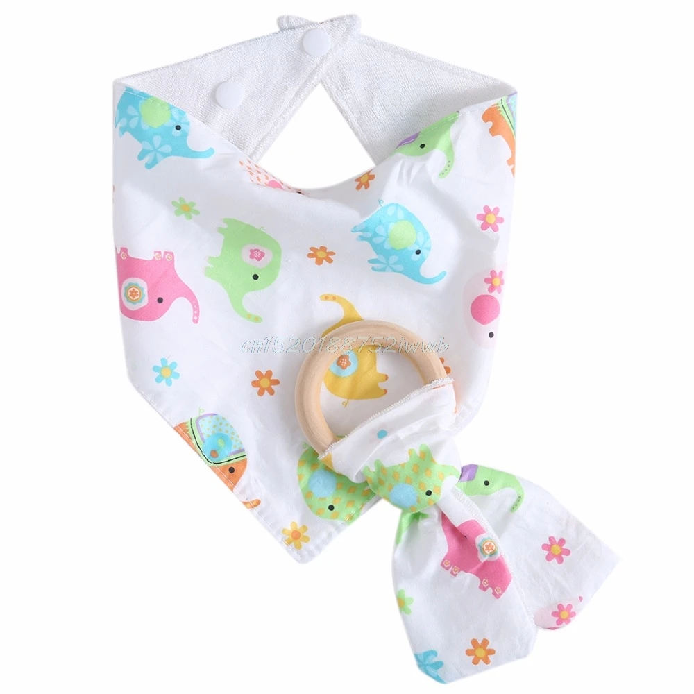 

Infant Kids Baby Feeding Saliva Towel Dribble Bandana Bibs Teether Ring