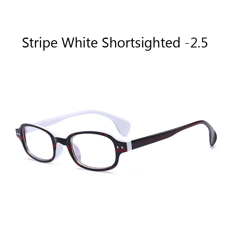 Zilead Ретро Маленькая оправа готовые очки для близорукости для мужчин и женщин близорукие очки для близоруких с Diopter-1.0to-4.0 - Цвет оправы: stripe myopia2.5