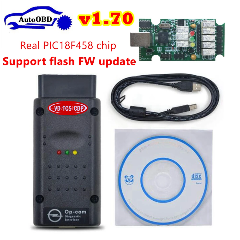 Высокое качество OPCOM V1.65 OBD2 op-com CAN-BUS Интерфейс для прошивка для Opel V1.70 OP Com с PIC18F458 чип
