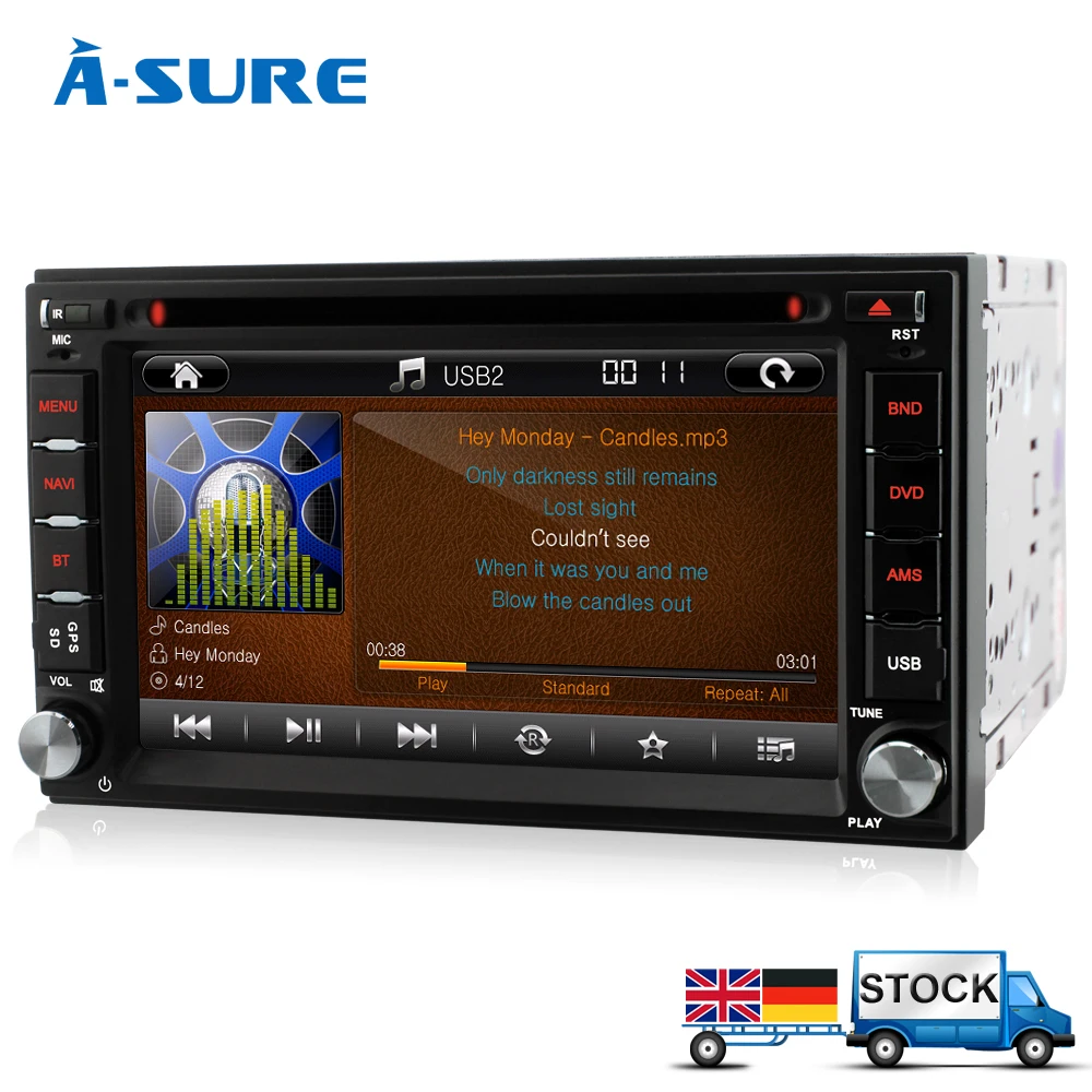 A Sure In Car Double 2 Din GPS DVD Player sat nav stereo Bluetooth USB FM RDS Radio Head Unitin