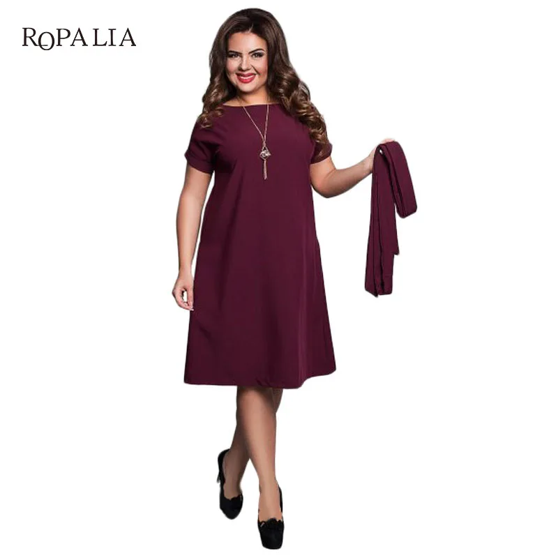 6XL Large Size 2017 Summer Dress Big Size Casual Office Dress Blue Red Green Straight Dresses Plus Size Women Clothing Vestidos Dresses
