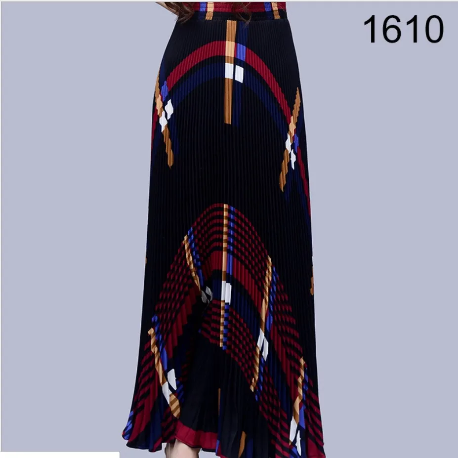 Модные летние эластичные юбки миди с блестками гофрированные трапециевидные шифоновые юбки в клетку для женщин женские винтажные юбки saias