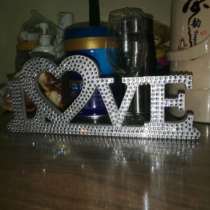 Высокий серебряный кристалл "любовь" стоящая Любовь Знак свадебные значки украшения письмо