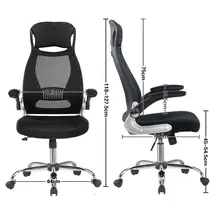 Office Chair Black Executive Chair Ergonomic Swivel Mesh Computer Chair High Back Padded Desk Chair With Foldable Armrest executive office chair in velvet microfiber with nylon casters office furniture computer desk task ergonomic boss chair for home