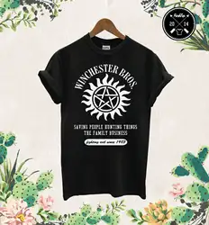 Братья-Винчестеры футболка для мужчин s сверхъестественный Сэм Дин Бобби Охота подарок Новые футболки, модные стиль