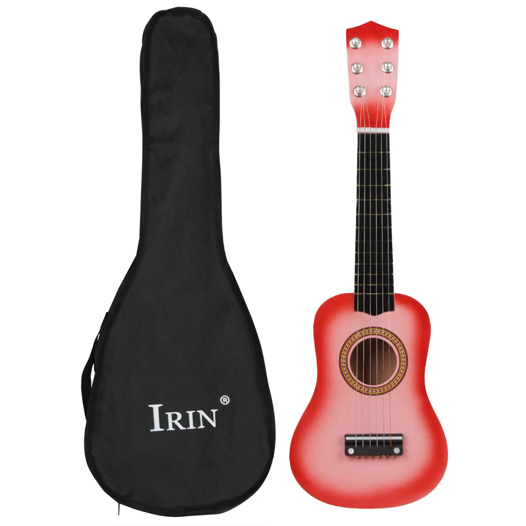 OOTDTY маленькая мини гитара 21 дюймов 12 Лада 6 металлическая струна дерево черный и сумка - Цвет: Pink