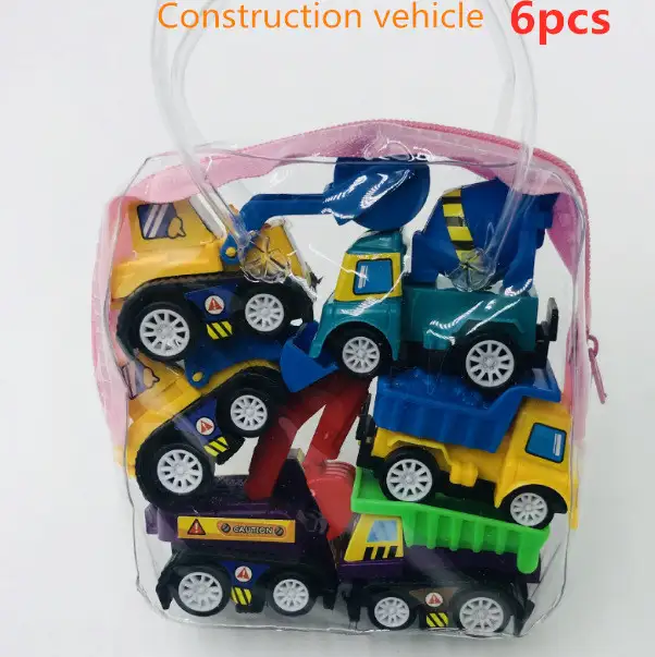 6pcs Pull Back Car Toys Mobile Machinery Construction Vehicle Fire Truck Taxi Model Baby Mini Cars Gift Children 2019
