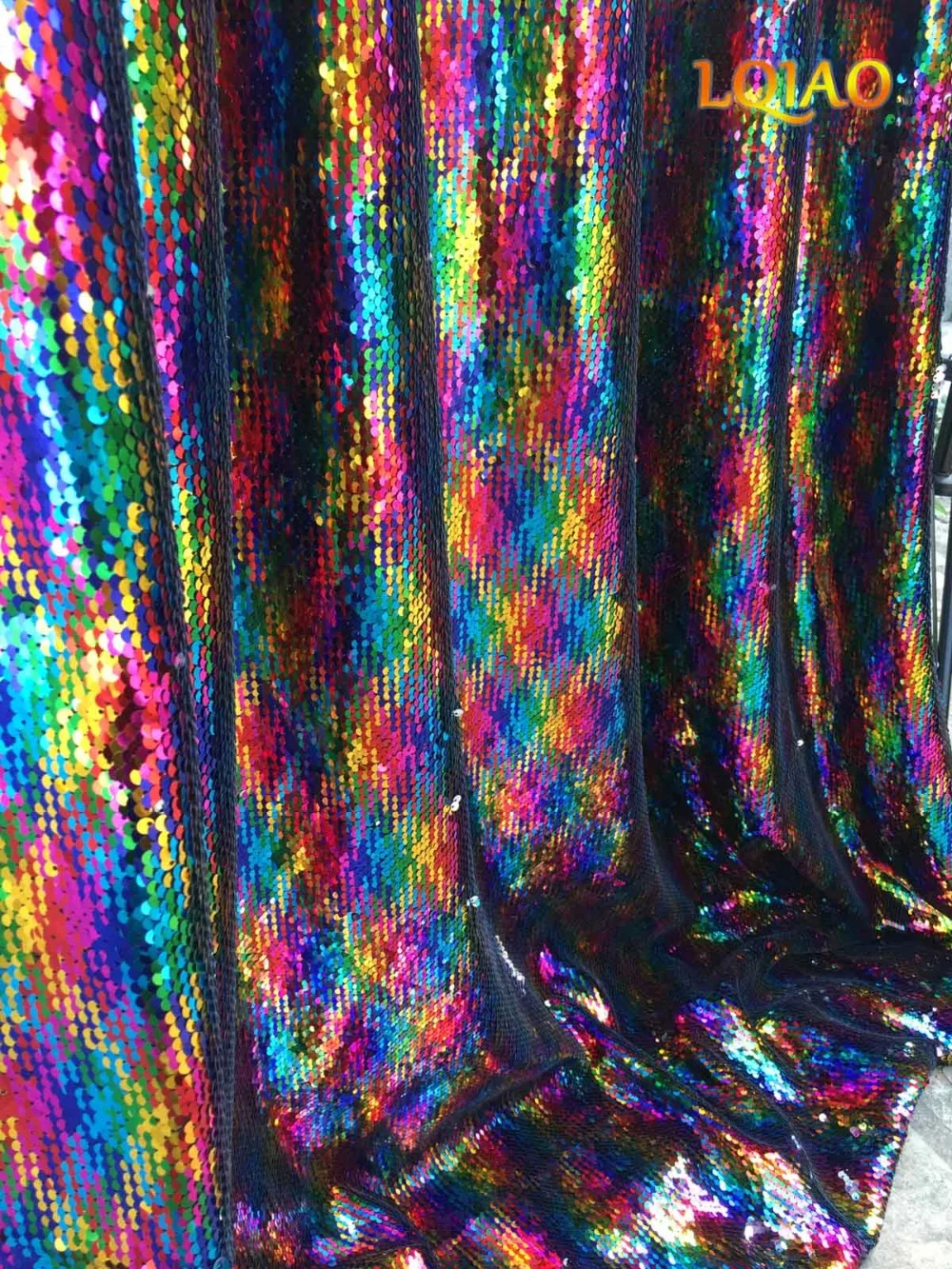 

Two Color-Rainbow-Silver Reversible Sequin Backdrop Curtain,4FTX8FT Mermaid Flip Up Sequin Fabric Wedding Photography Backdrop