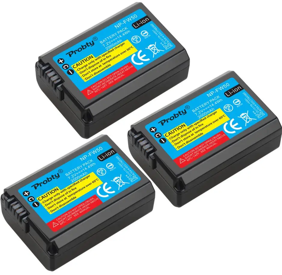Для sony NP-FW50 NP FW50 батарея для камеры+ ЖК USB двойное зарядное устройство для sony Alpha a6500 a6300 a6000 a5000 a3000 NEX-3 a7R a7S NEX-7 - Цвет: 3 pcs battery