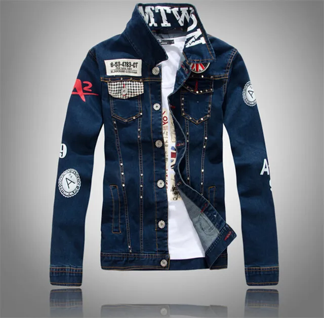 Nuevos hombres de la llegada chaqueta de Jean con parches