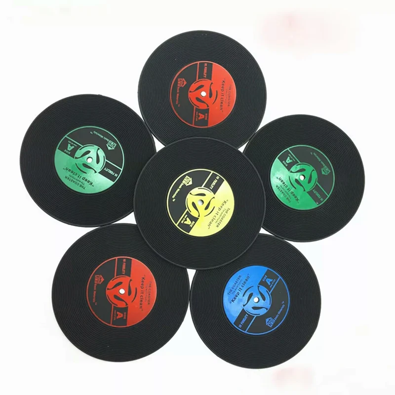 

1Pc Mug Coaster Vinyl Record Cup Coaster Drink Placemat Round Cup Mat Tea Coffee Mug Pad Table Mat Bar Kitchen Table Accessories