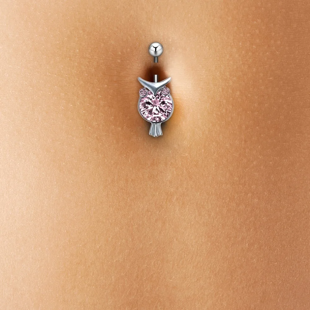 Chandler Pink Lovely Cat Kitten Crystal Navel Rhinestone CZ Belly Button Ring High Quality For Women Girls Anti-allergy | Украшения и