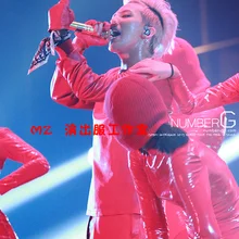 Горячая Распродажа! Мужская мода Gd переворот d e tat красные и черные кожаные толстовки для певицы для сцены костюмы одежда/s-xxl