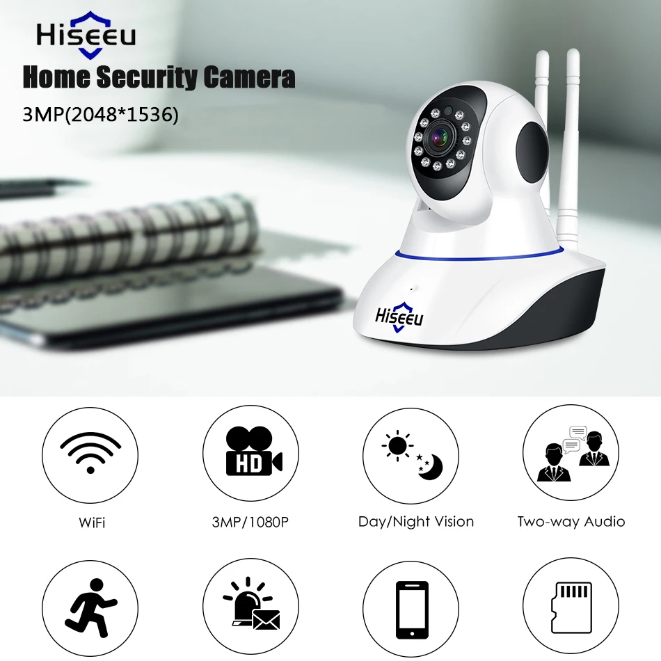 Hiseeu FH1D 3MP 1536P H.264 беспроводная ip-камера wi-fi домашняя охранная камера видеонаблюдения CCTV монитор для ухода за ребенком Smart Auto Tracking