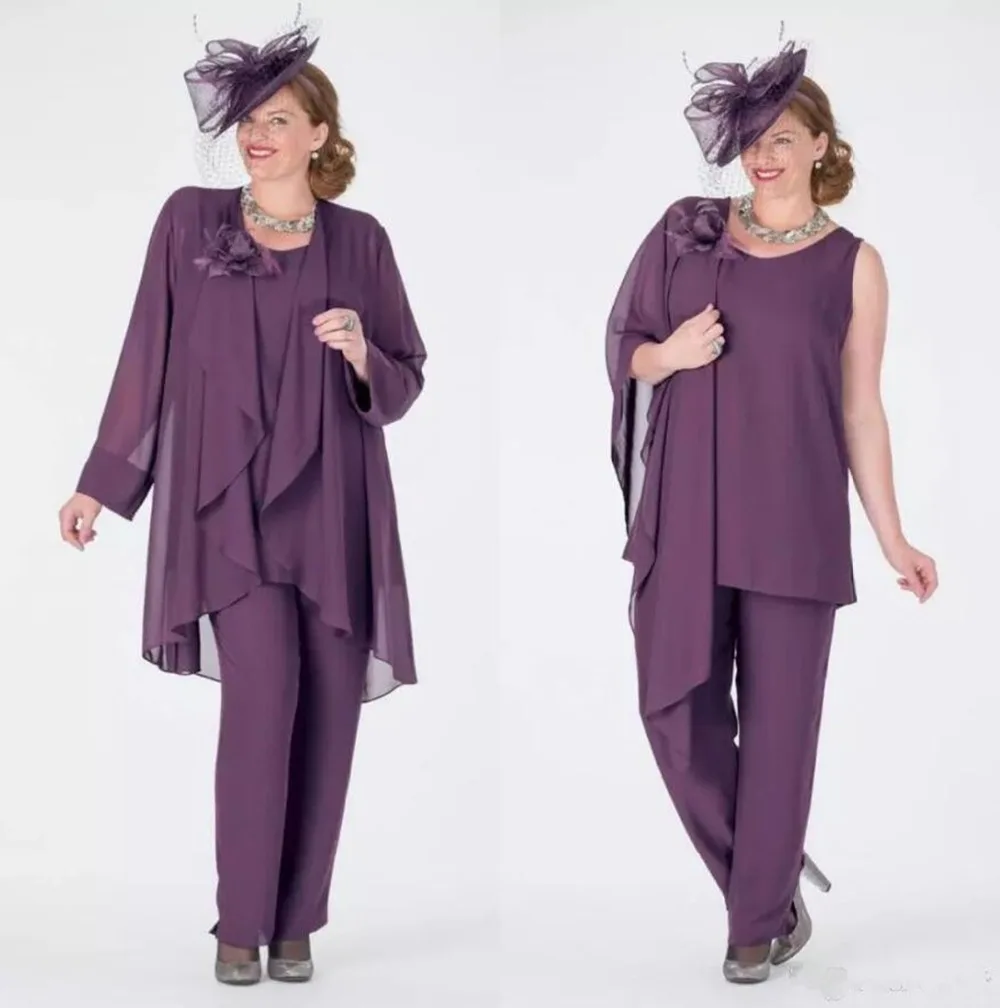 2019 Chiffon Moeder van de Bruid Jurken Broek Past Lange Mouwen 3 Stuks Avondjurken Custom Knielengte Bruiloft Gast jurk 2019 Chiffon Moeder van de Bruid Jurken Broek Past Lange Mouwen 3 Stuks Avondjurken Custom Knielengte Bruiloft Gast jurk