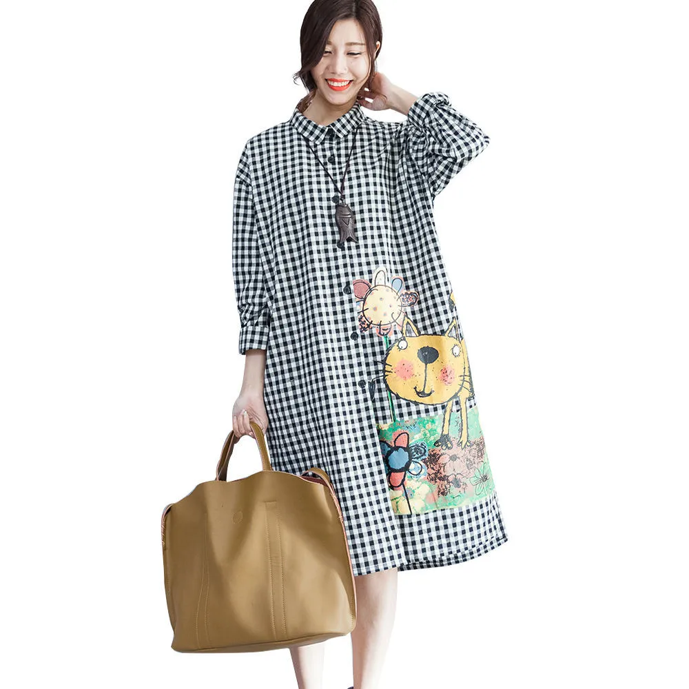 

Harajuku Style 2019 New Fashion Spring Cartoon Print Sequined Striped Tops Loose Casual Cloth Women Shirt Long Sleeve Tops
